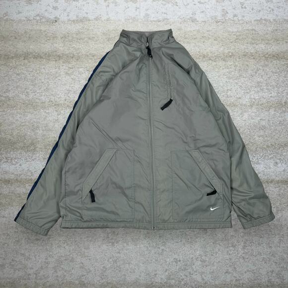 Nike Other - Vintage Nike Windbreaker Jacket Sage Green Nylon Fleece Lined Zip Navy Blue Y2K